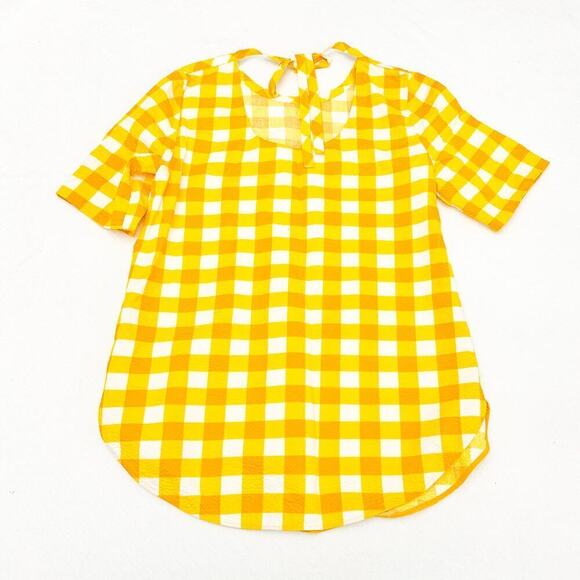 COS Plaid Gingham Yellow Short Sleeve Cotton Top Size M / 40 - Picture 2 of 6